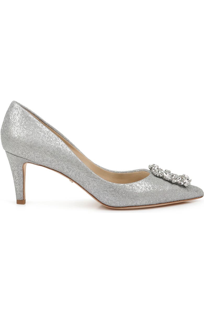 Badgley Mischka Collection Carrie Crystal Embellished Pump, Alternate, color, Silver Glitter