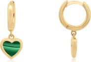 The Lovery Fine Jewelry Mini Malachite Heart Dangle Earrings