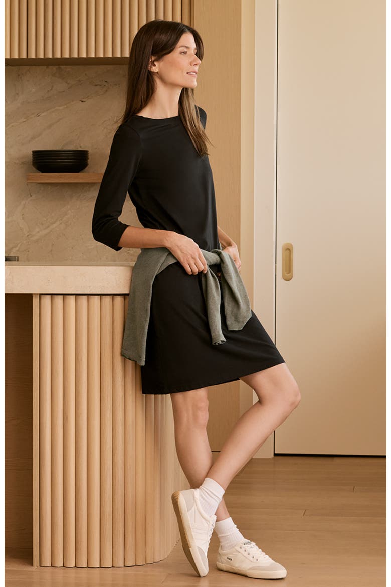 Organic Cotton Softspun Boat Neck Dress, Alternate, color, Black