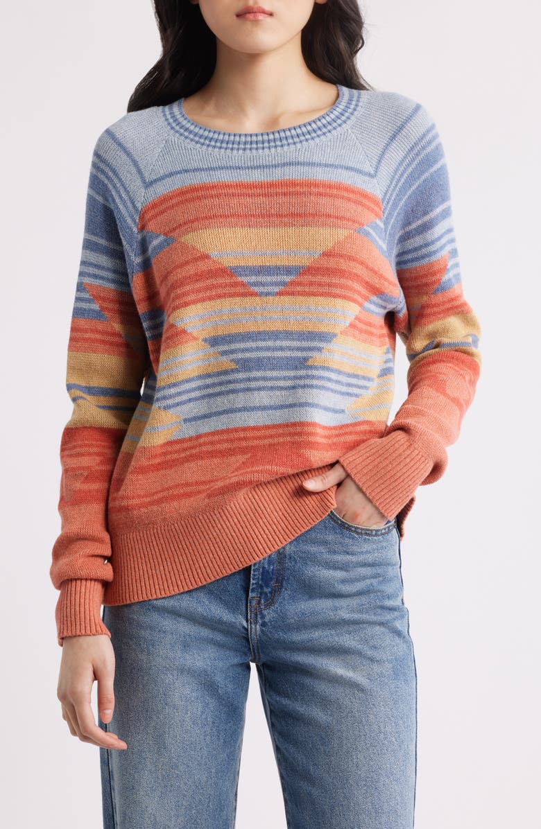Pendleton Raglan Sleeve Cotton Sweater, Main, color, Indigo Rust Heather