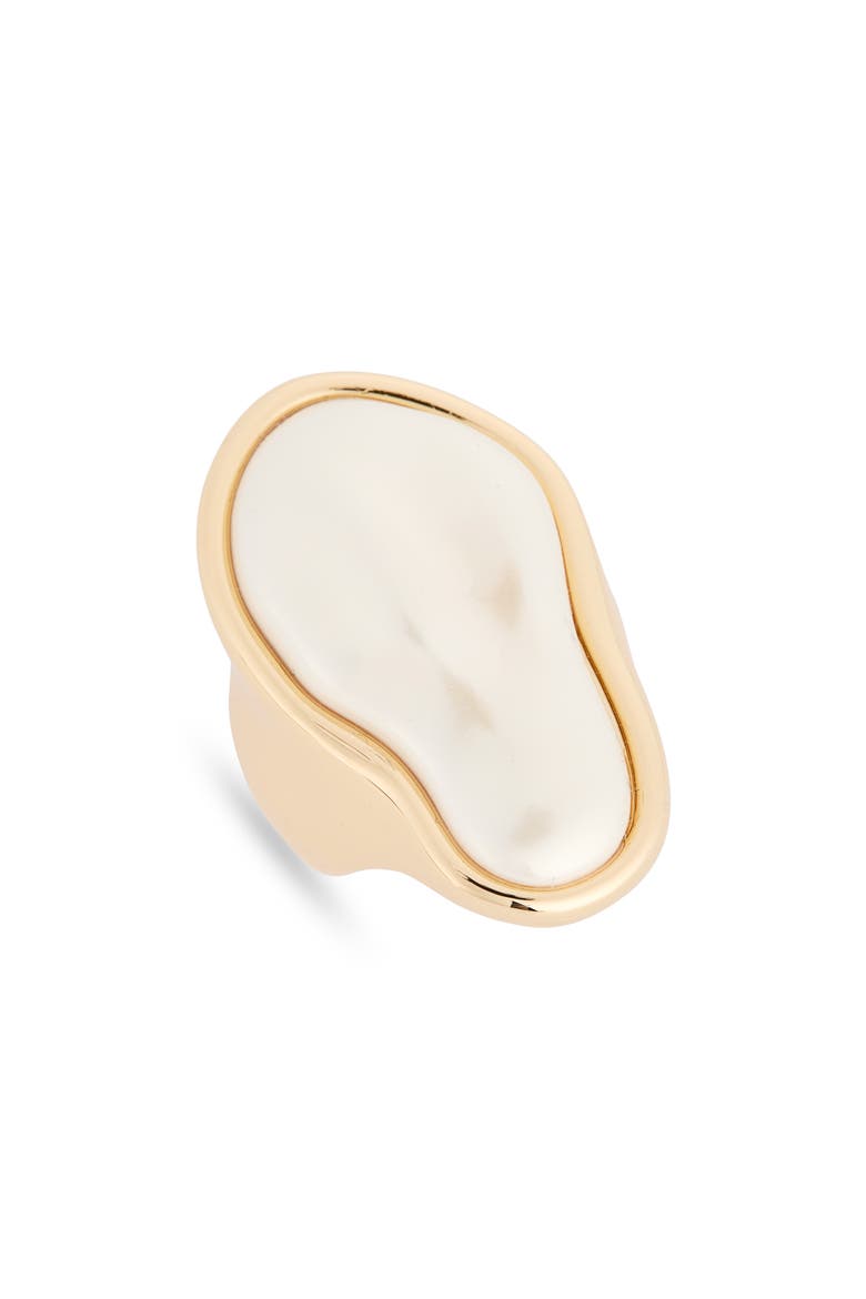 Faux Pearl Statement Ring, Main, color, GOLD