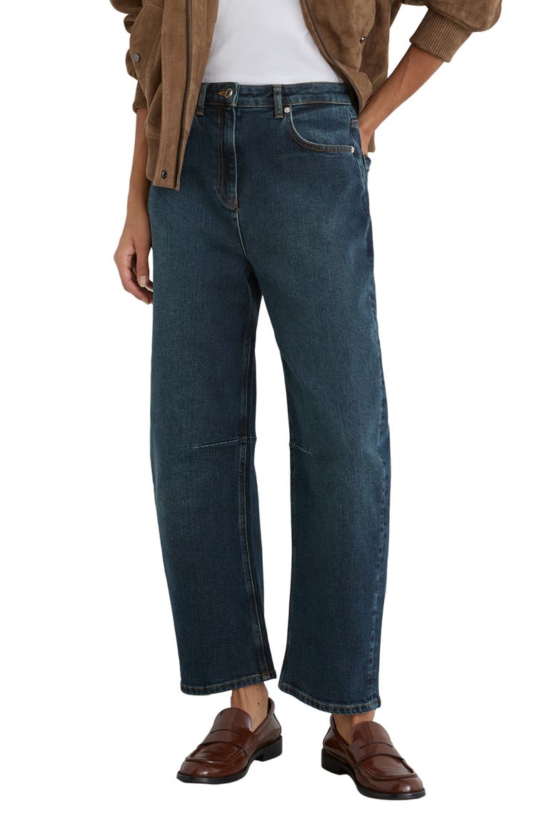 Levitt High Waist Barrel Leg Jeans, Main, color, ANTIQUE MID BLU