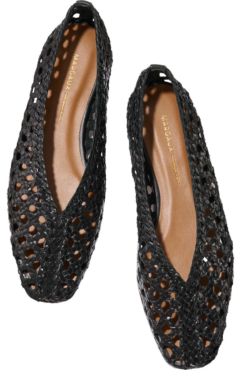 MARGAUX The Woven Paz Flat, Alternate, color, Black Leather