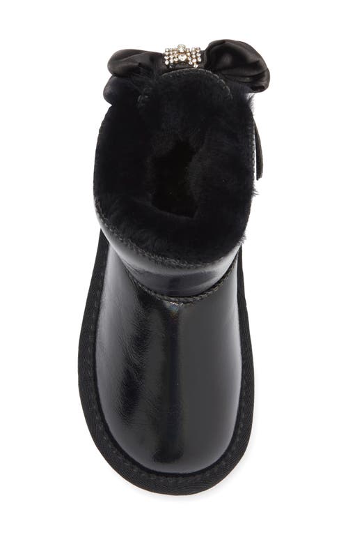Doe A Dear Kids' Rhinestone Tassel Faux Fur Trim Boot In Black