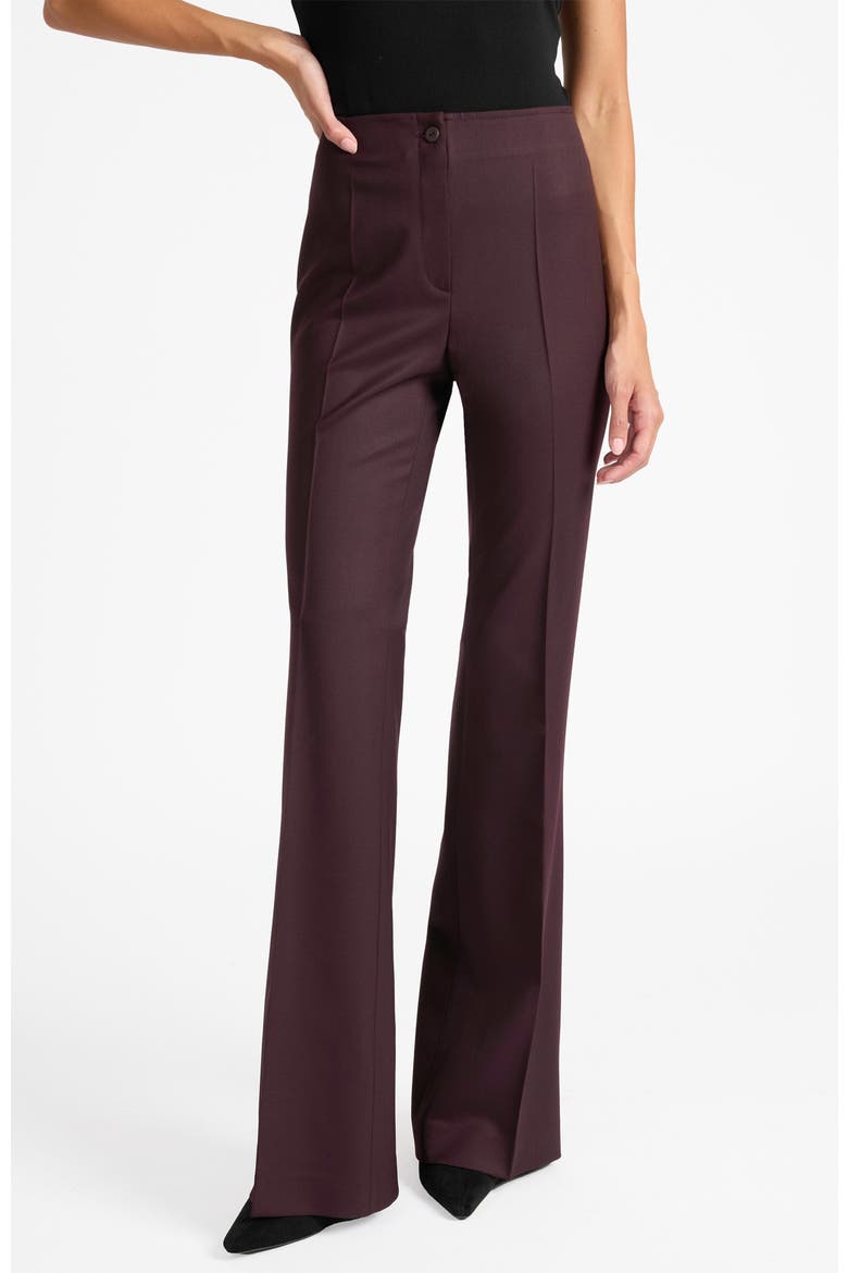 Elizabeth Flared Leg Pant in Virgin Wool Stretch, Alternate, color, RAISIN