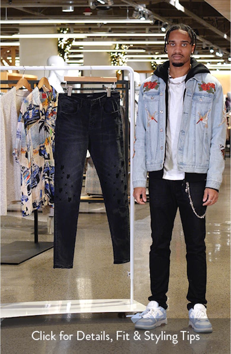 Tuffetage Monogram 3D Distressed Skinny Jeans, sales video thumbnail