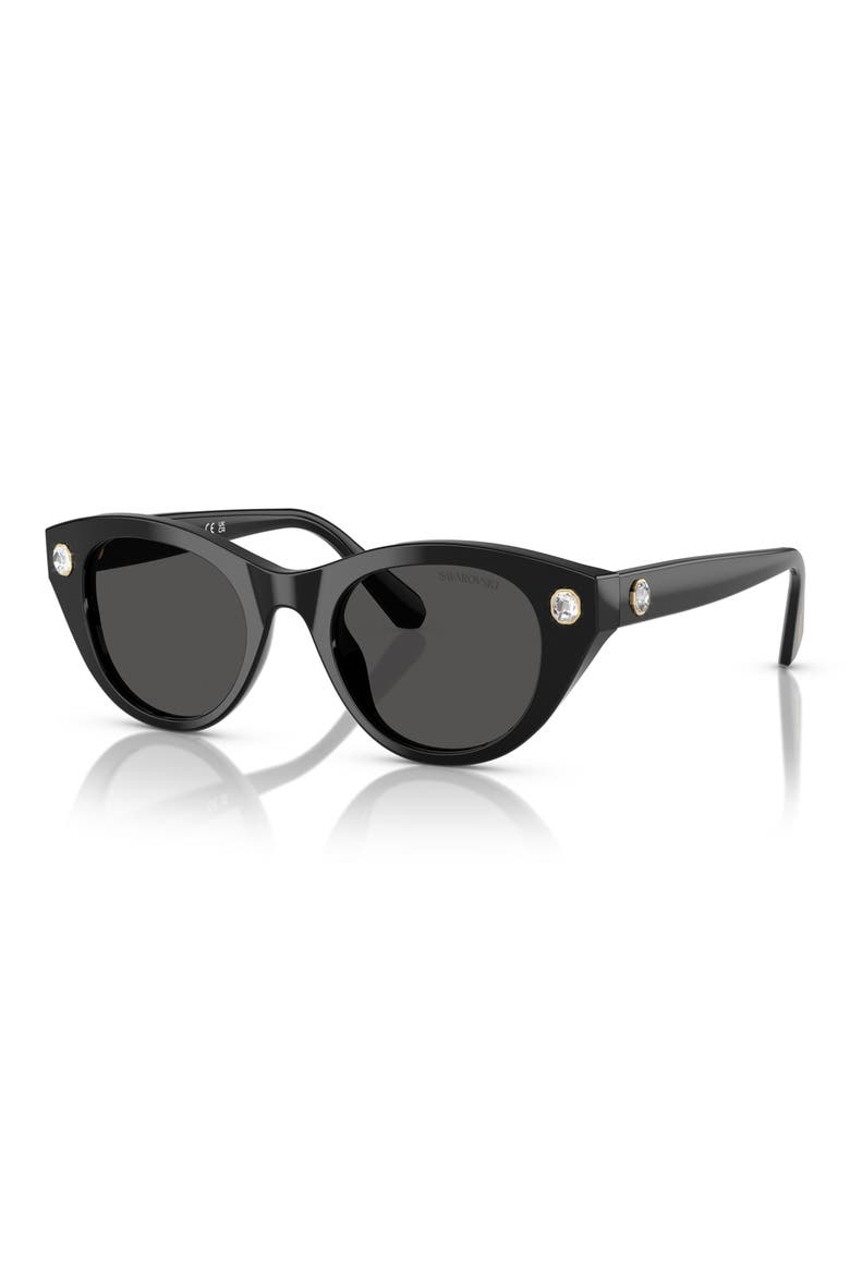 48mm Round Sunglasses, Alternate, color, BLACK