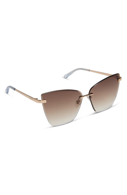 Diff Becky V 63mm Oversize Gradient Cat Eye Sunglasses In Gold/brown Gradient