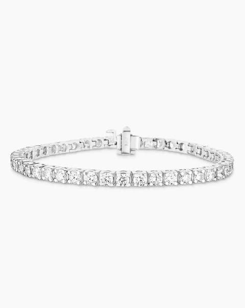 14k White Gold Lab-Grown Round Diamond 4-Prong Classic Tennis Bracelet