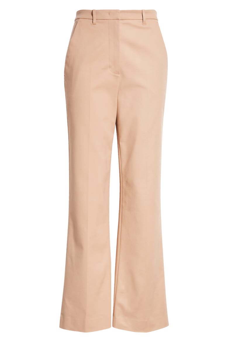 Cotton Blend Ankle Flare Pants, Alternate, color, SOLID MEDIUM BROWN