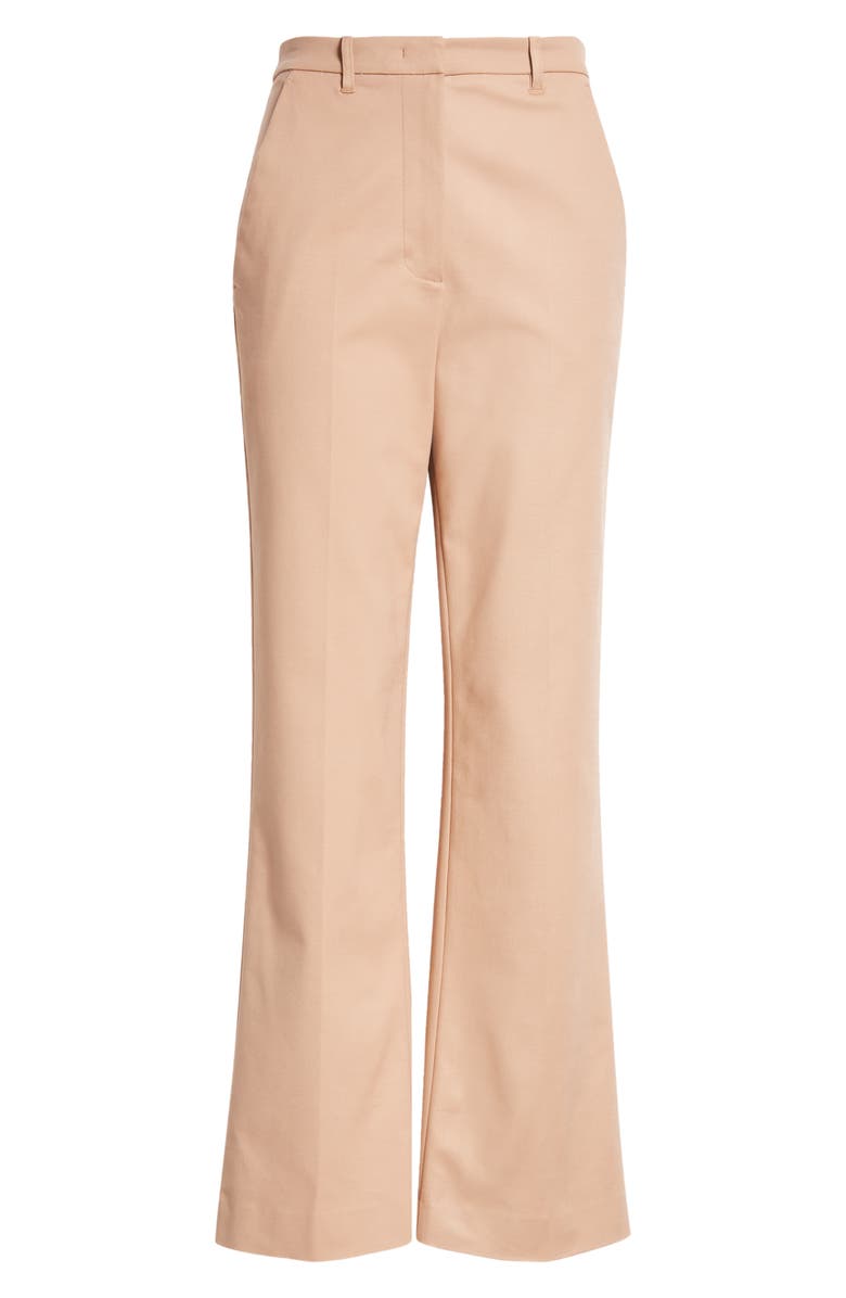 Emporio Armani Cotton Blend Ankle Flare Pants, Alternate, color, Solid Medium Brown