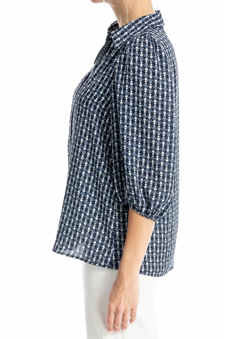 Three Quarter Sleeve Top, Alternate, color, NAVY BULB VINES
