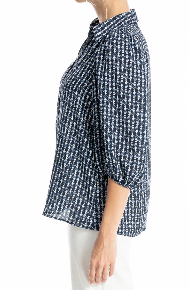 MAX STUDIO Three Quarter Sleeve Top, Alternate, color, Navy Bulb Vines