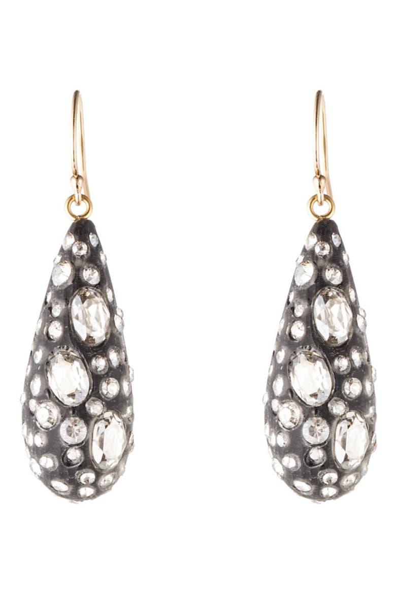 Essentials Diamond Dust Dewdrop Earrings, Main, color, BLACK