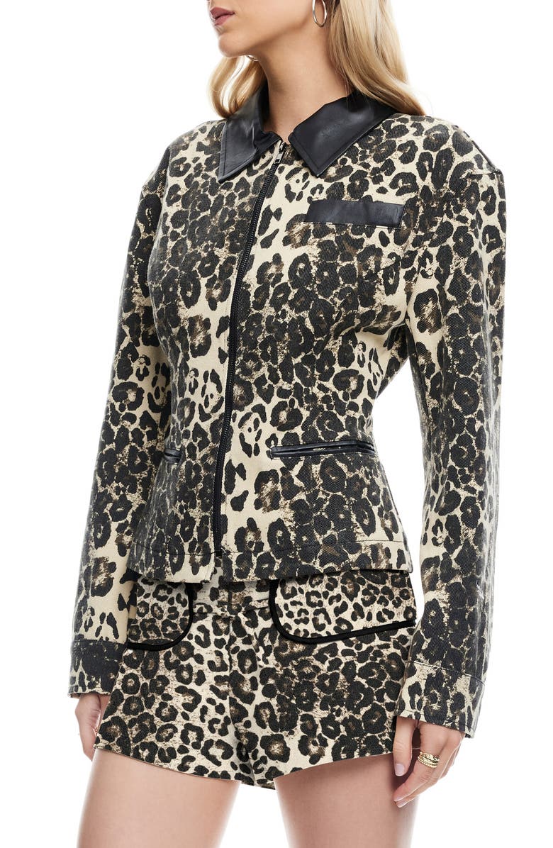 LIONESS Soho Leopard Print Jacket, Alternate, color, Leopard