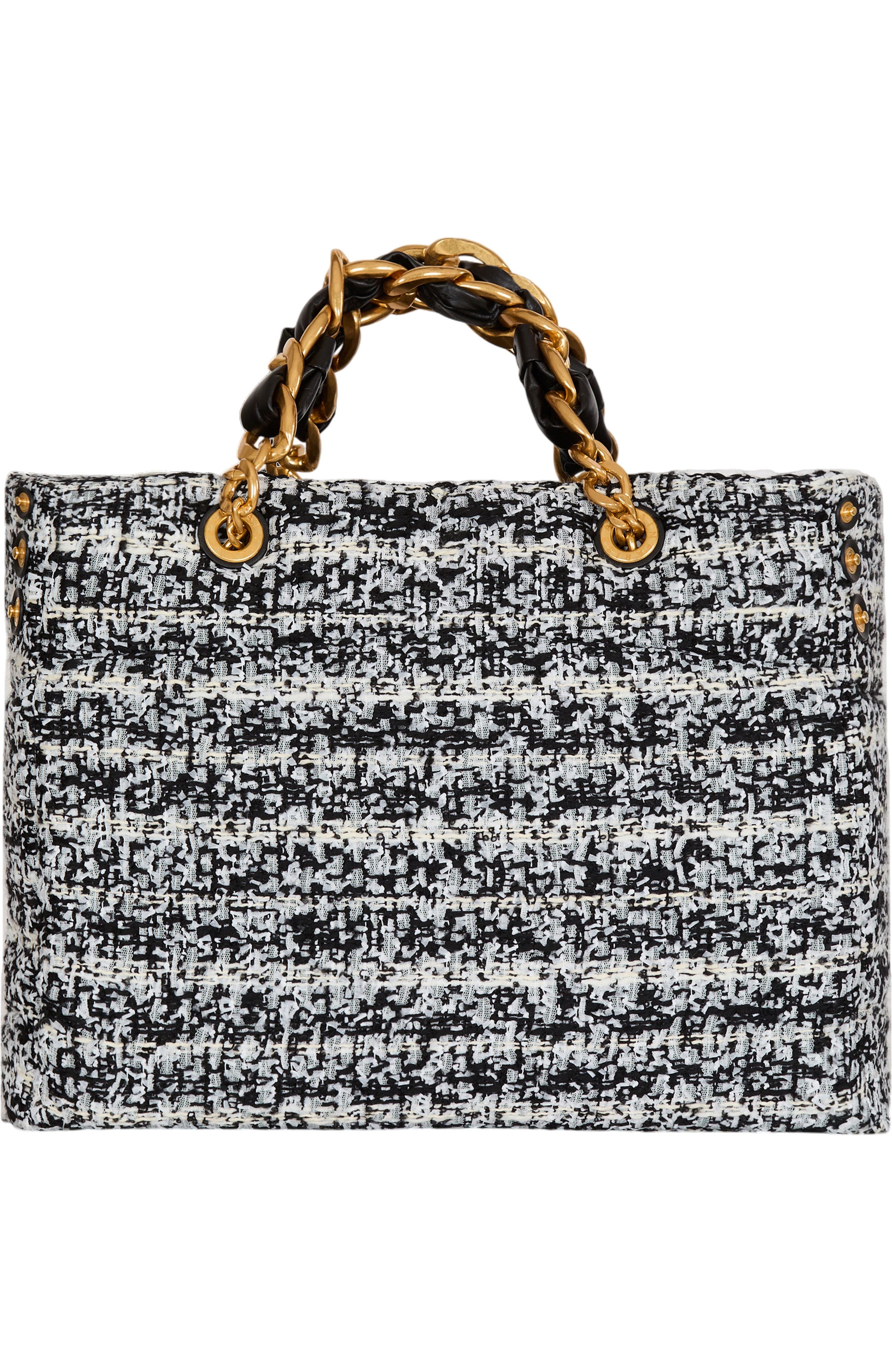 1945 Soft tweed tote bag, Alternate, color, black