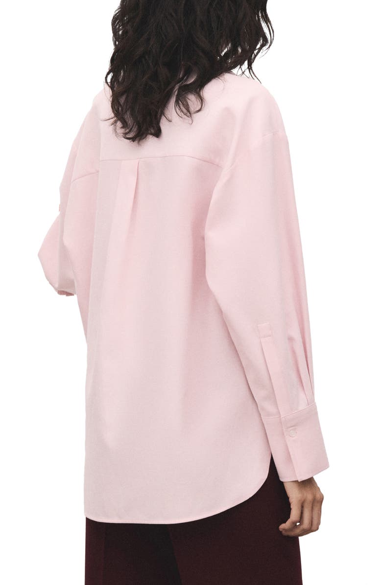 MANGO Oversize Button-Up Shirt, Alternate, color, Pastel Pink