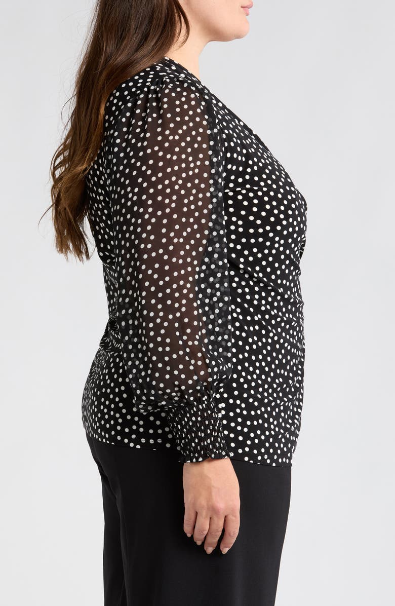 Anne Klein Smocked Tie Waist Wrap Top, Alternate, color, 