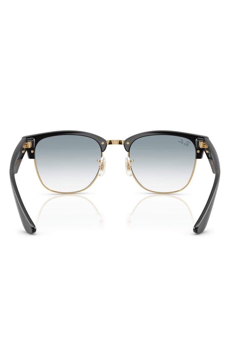 Ray-Ban 51mm Gradient Square Sunglasses, Alternate, color, Black On Gold / Clear Blue