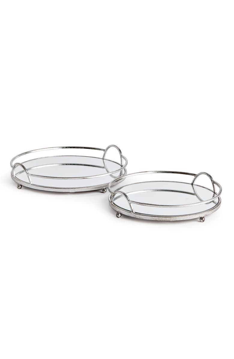 Napa Home & Garden Hudson Mirrored Trays St/2, Main, color, Silver