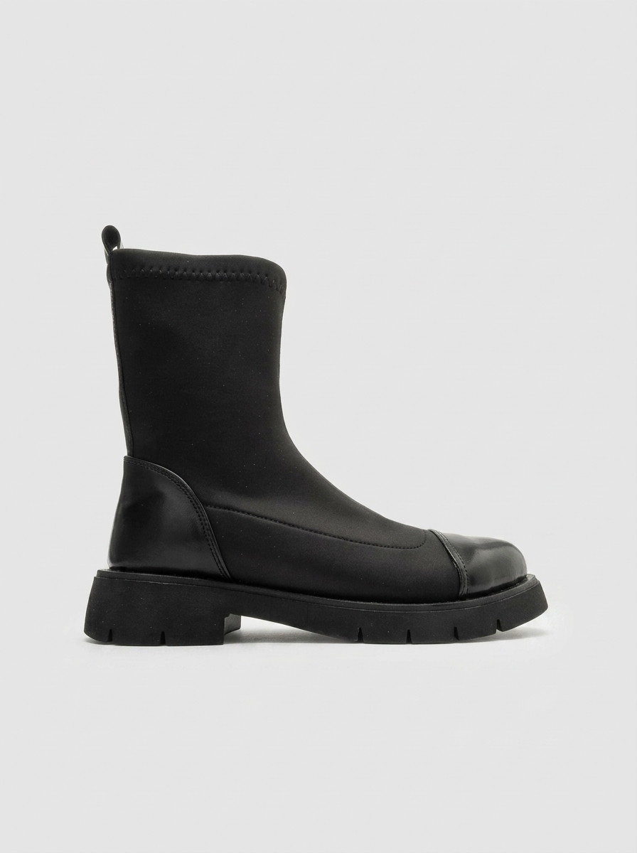 Talessia Scuba Block Heel Sock Boot, Alternate, color, Black