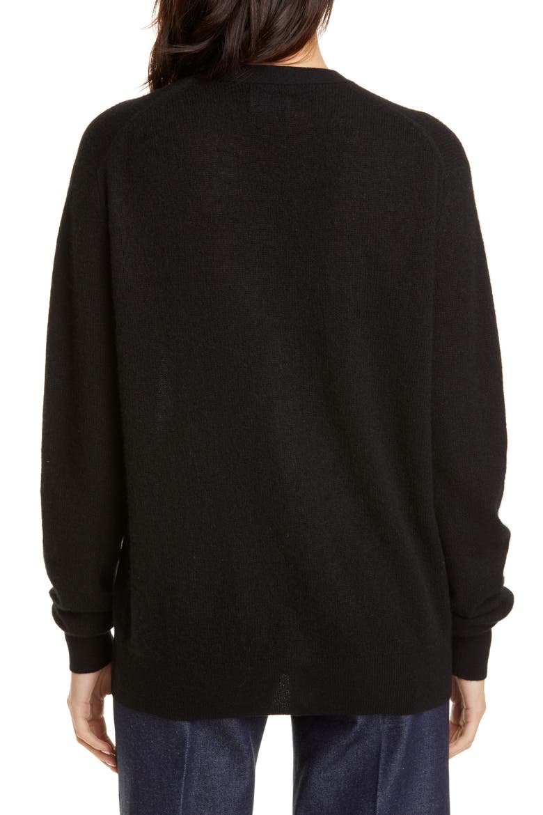 Amelia Button Front Cashmere Cardigan, Alternate, color, BLACK
