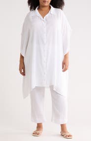 BOHO ME Button Front Sharkbite Hem Cover-Up Tunic
