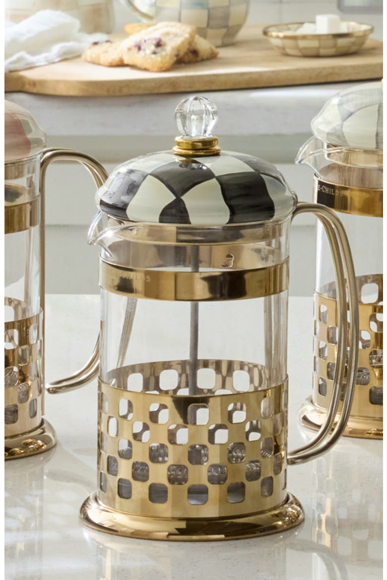 Courtly Check French Press, Alternate, color, BLACK