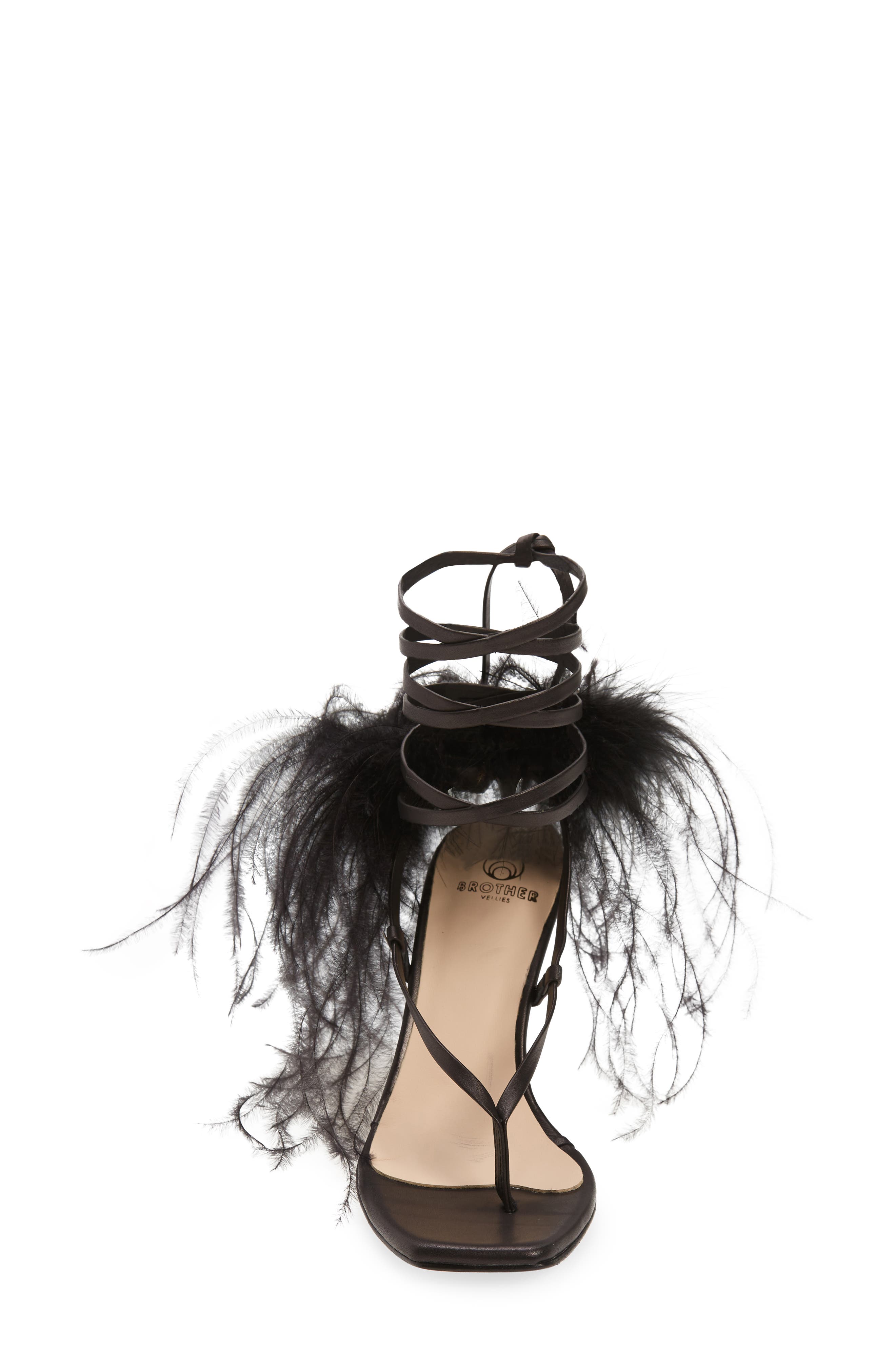 Brother Vellies Feather Ankle Tie Sandal, Alternate, color, 