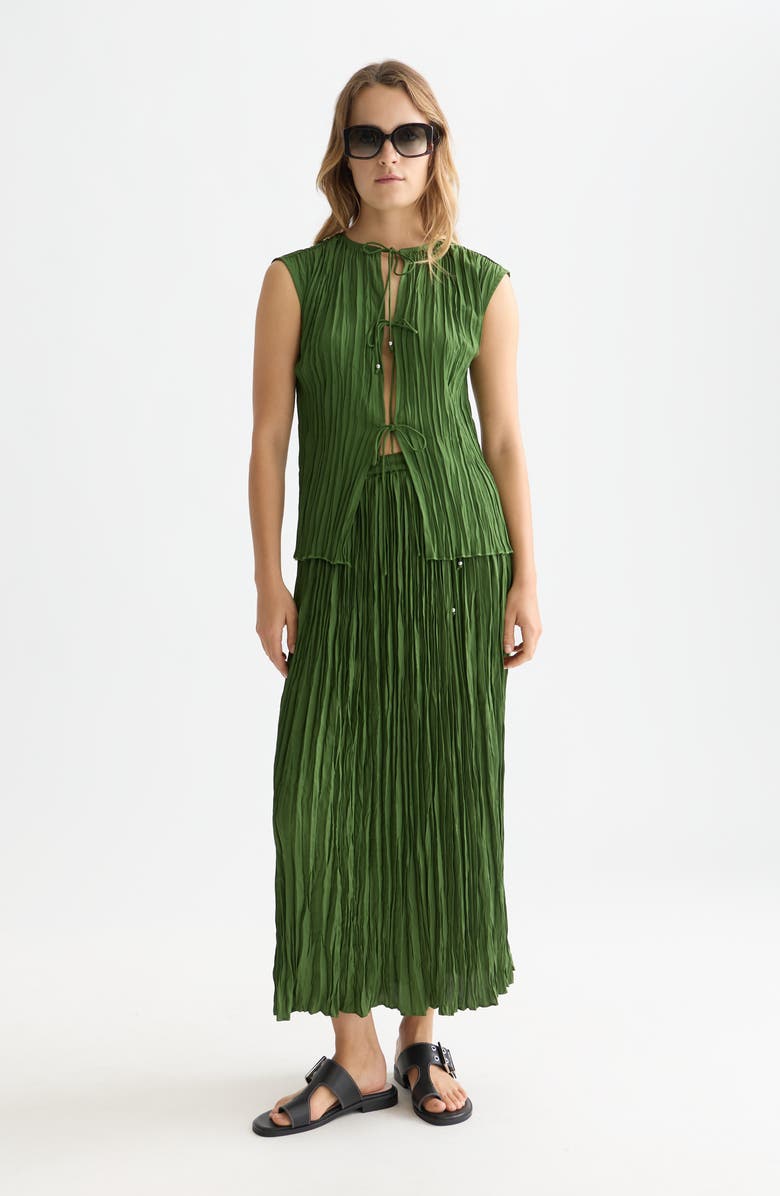 Scotch & Soda Pleated Drawstring Midi Skirt, Alternate, color, Garden Green