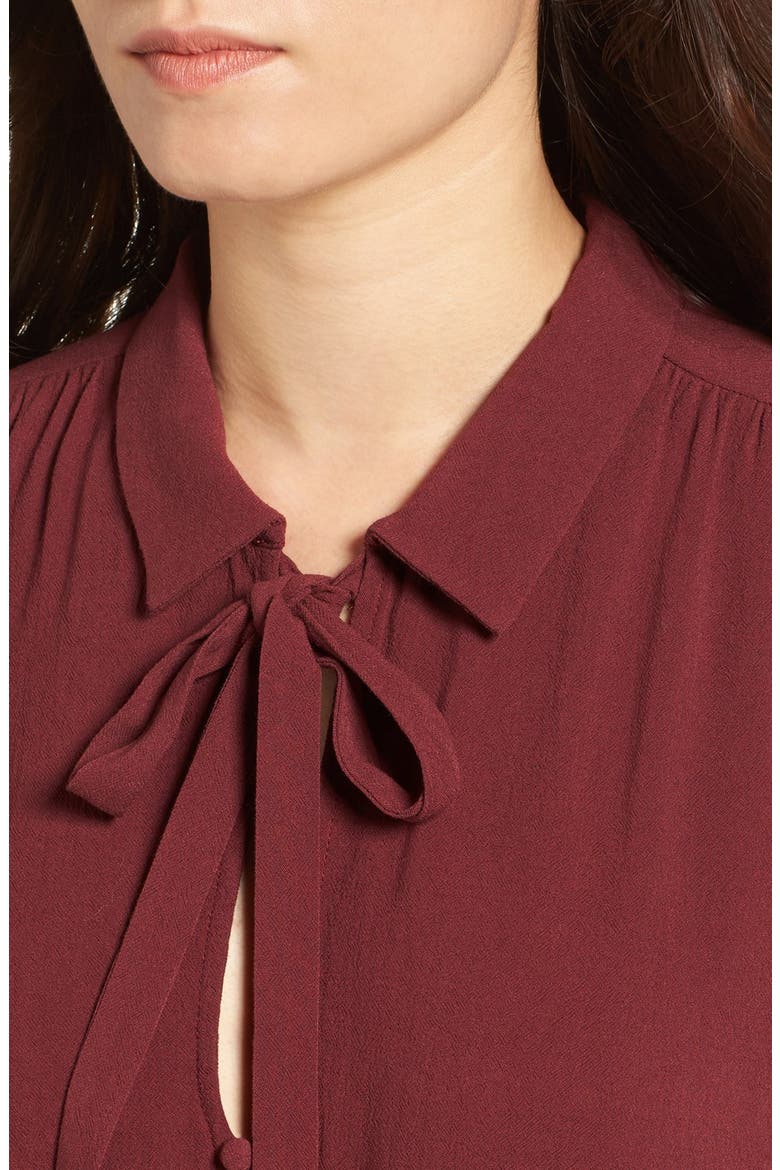 Tie Neck Blouse, Alternate, color, BURGUNDY
