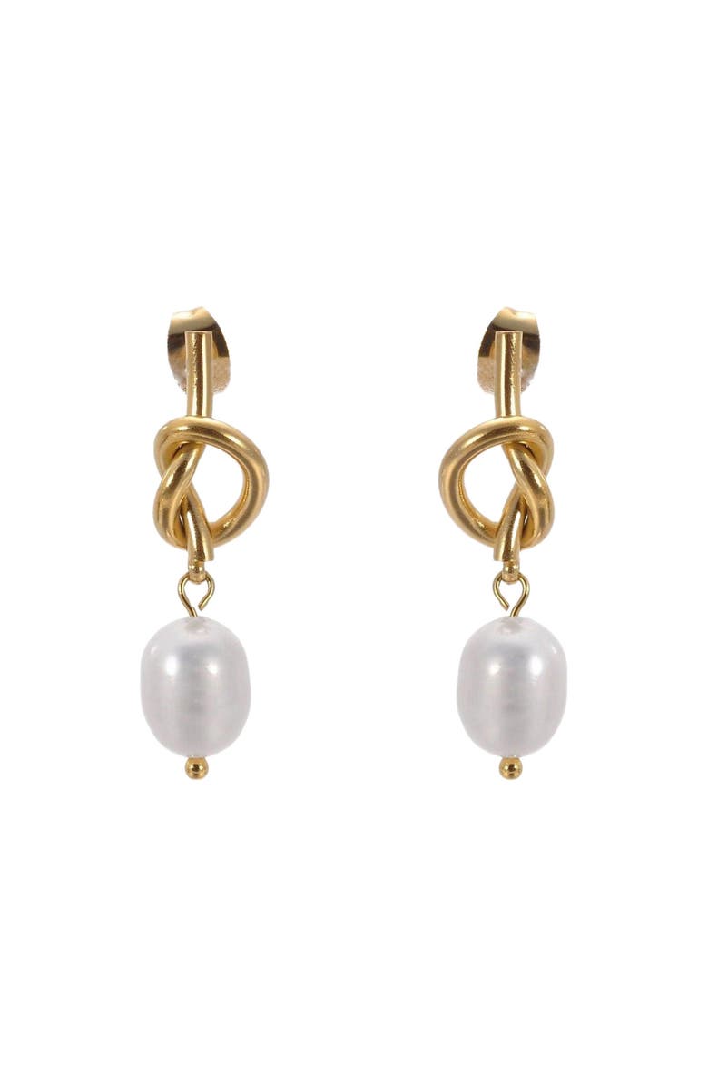 DLORIA Knot Earrings with Pearl Dangle, Main, color,