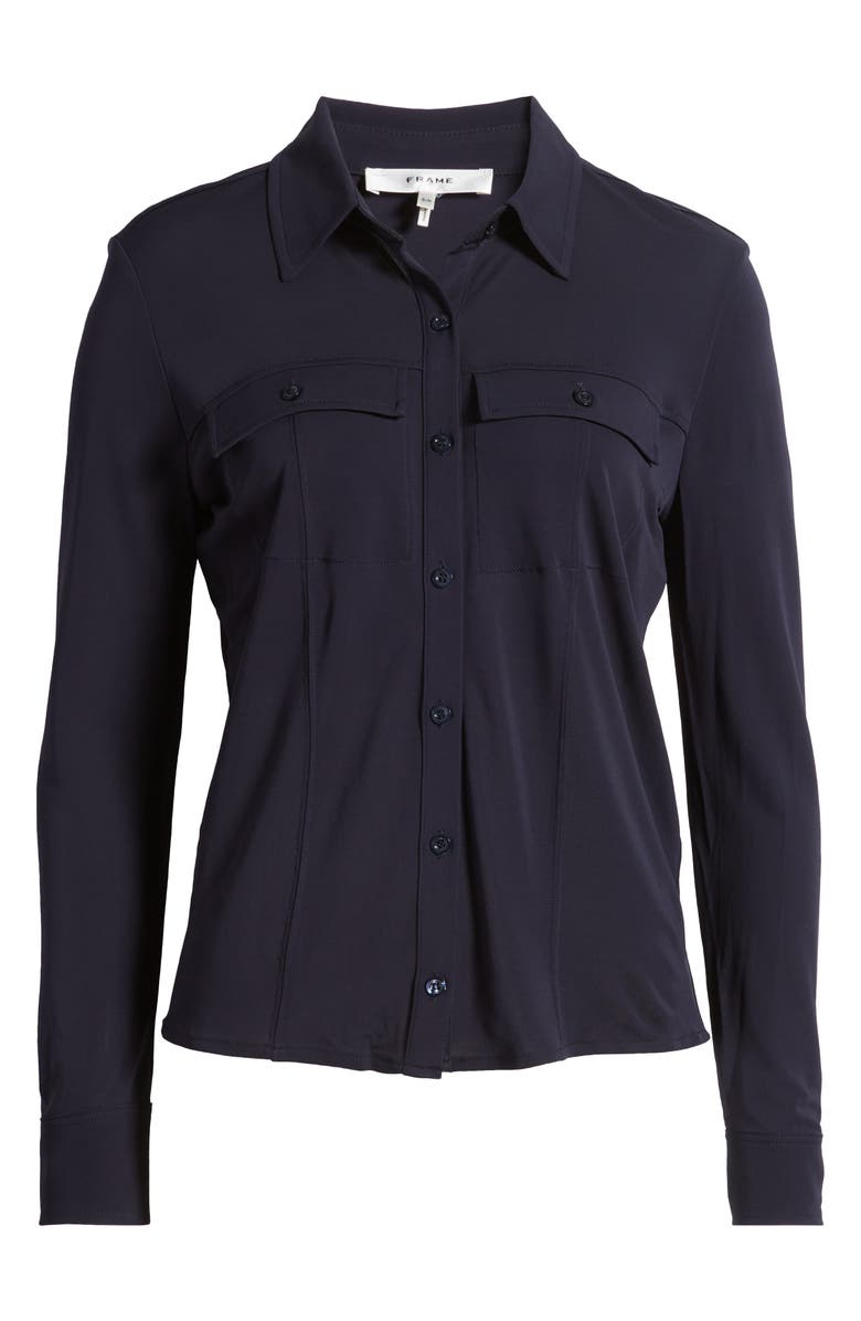 FRAME Jersey Button-Up Shirt, Alternate, color, Navy