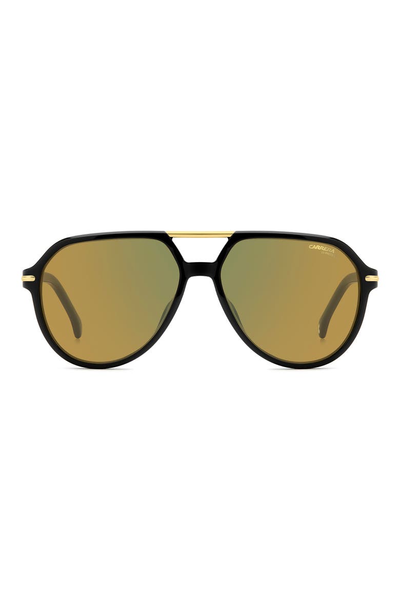 Sport 59mm Pilot Sunglasses, Main, color, BLACK / YELLOW GREEN