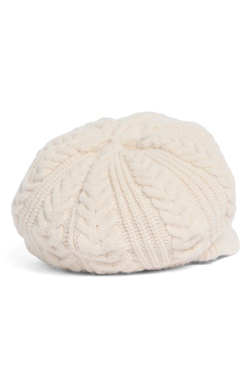 Nine West Slouchy Cable Knit Newsboy Cap In White