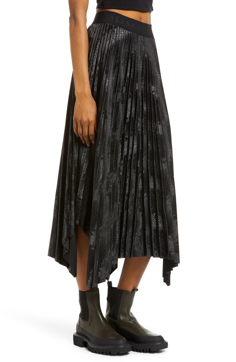 AllSaints Phia Snakeskin Print Maxi Skirt, Alternate, color, 