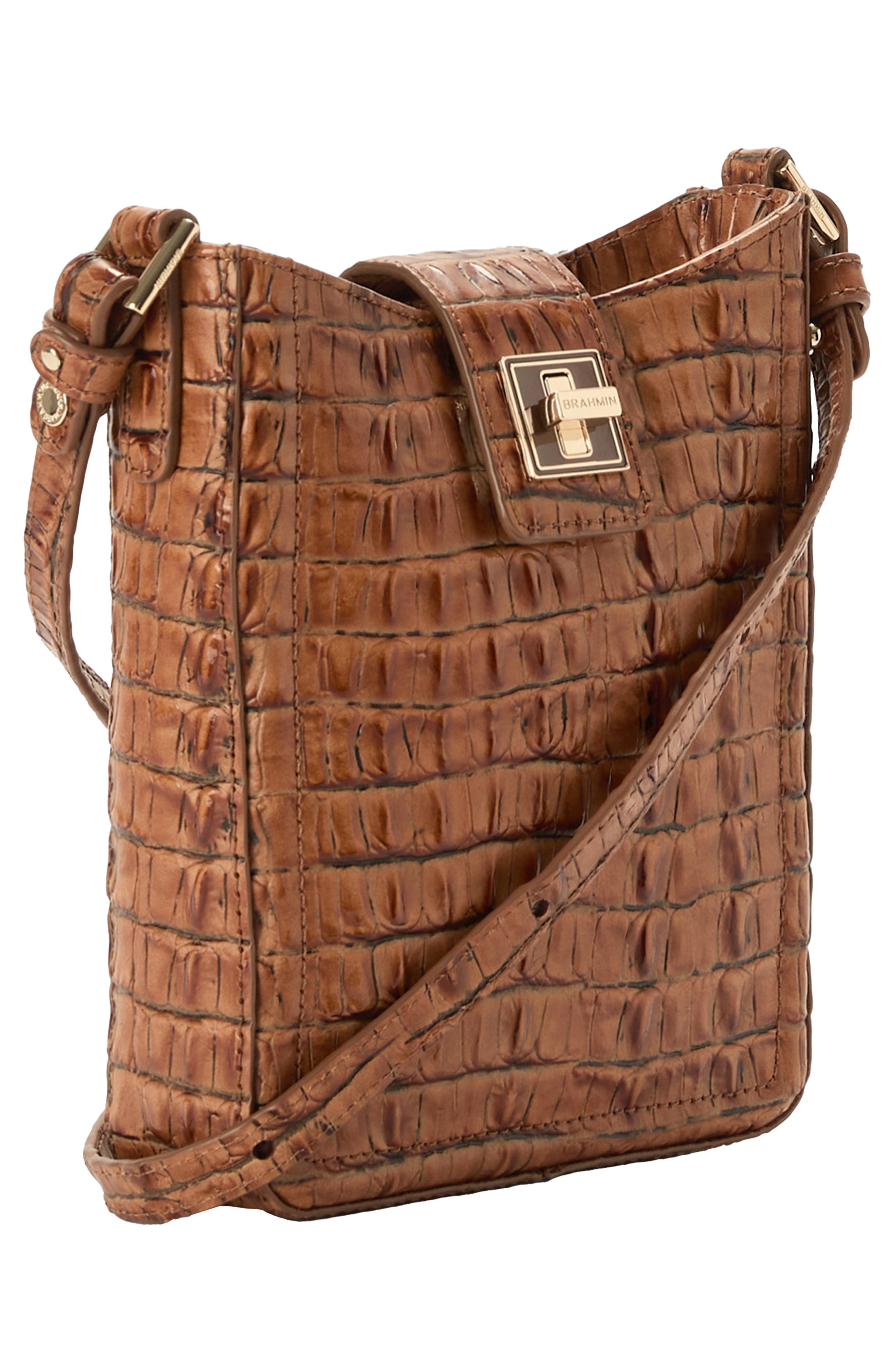 Brahmin Marley Croc Embossed Leather Crossbody Bag, Alternate, color, 