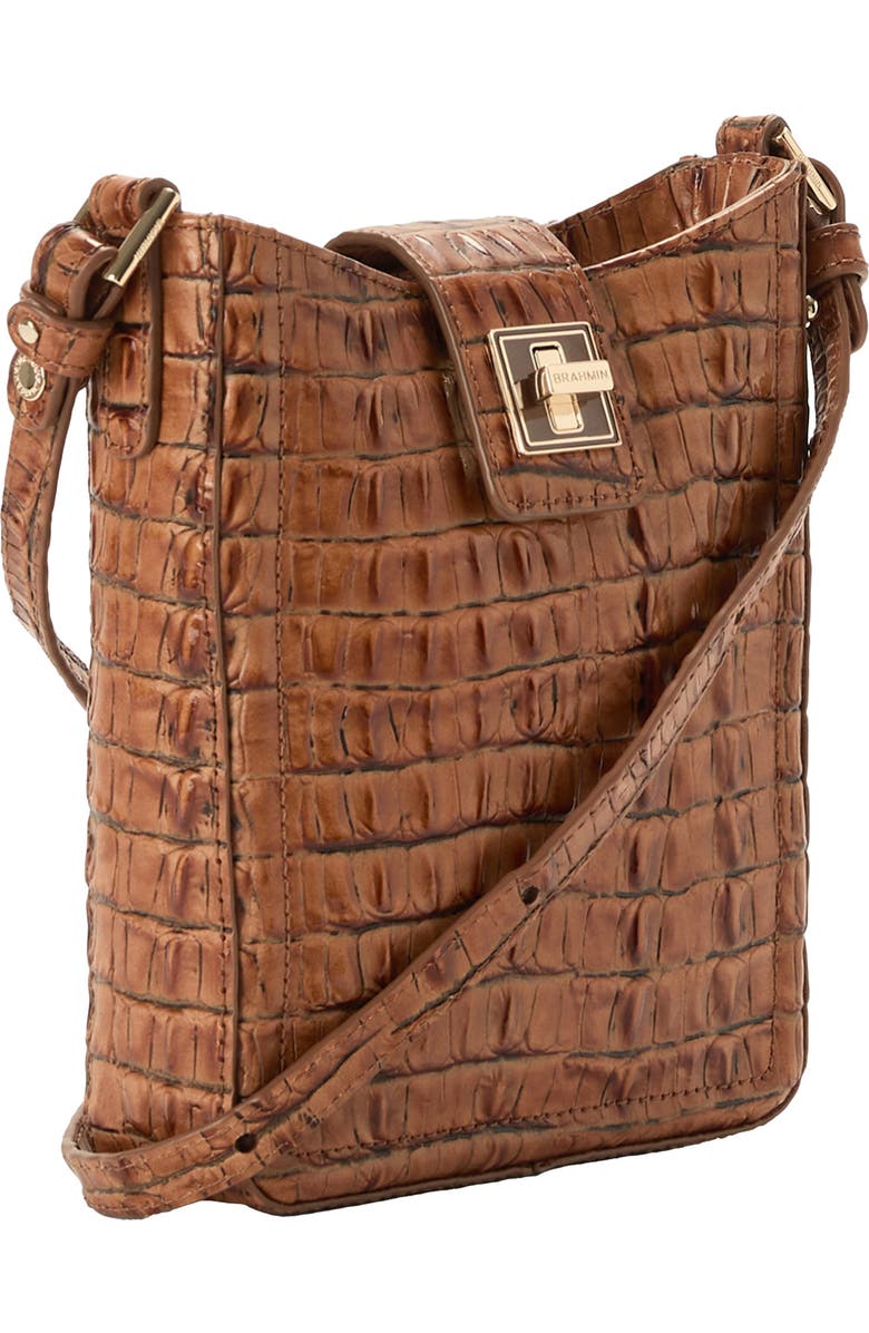 Brahmin Marley Croc Embossed Leather Crossbody Bag, Alternate, color,