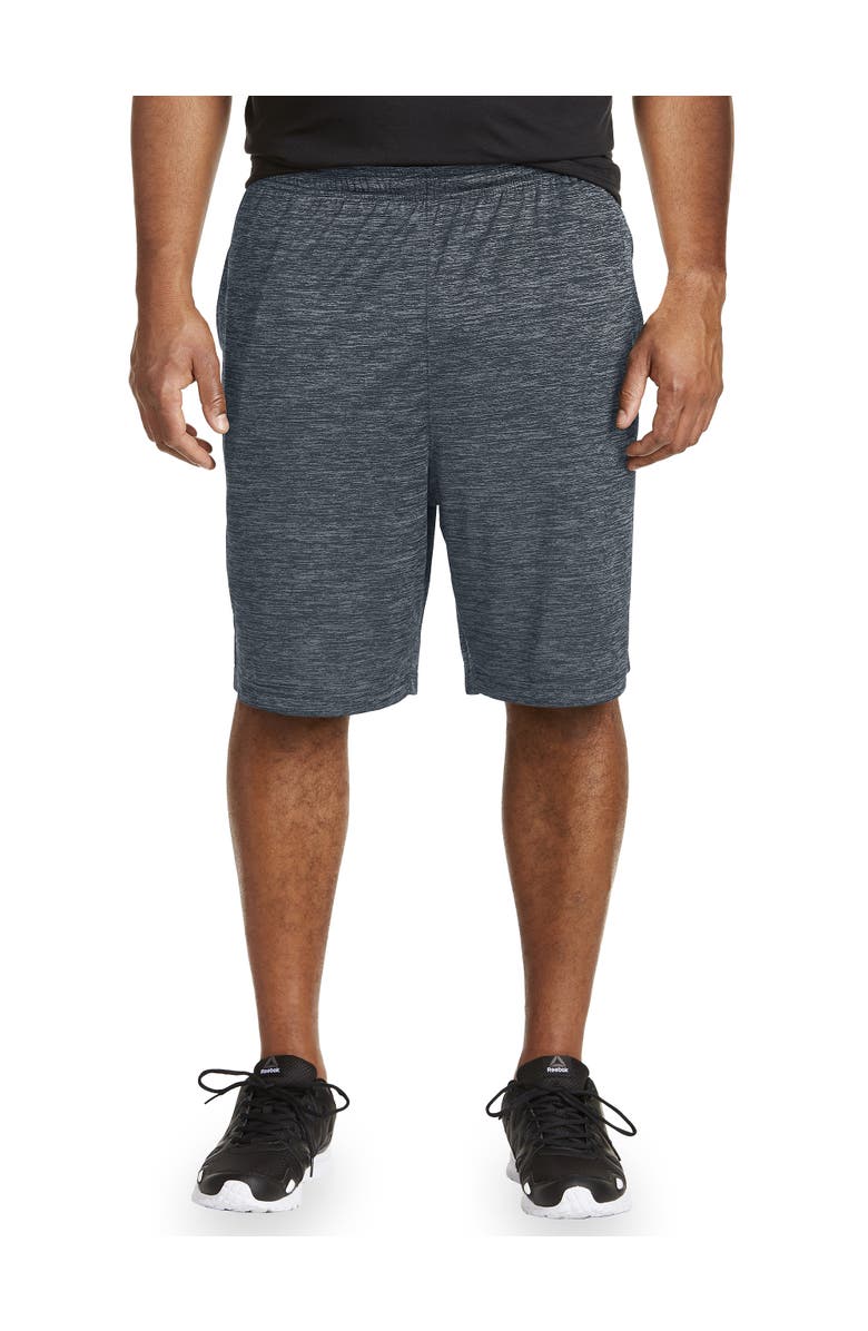 Reebok Performance Tech Heather Shorts, Main, color, Black Heather