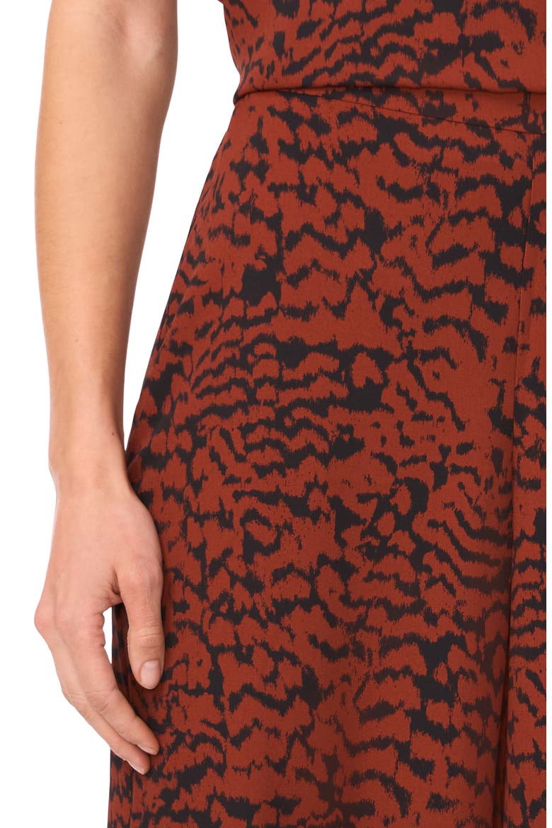 Animal Print Wide Leg Pants, Alternate, color, BURNT HENNA