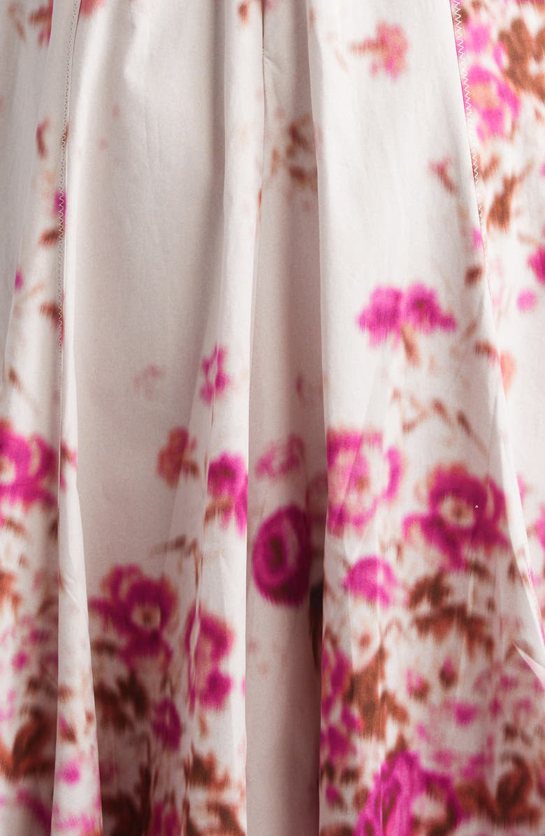 Erdem Floral Print Heavyweight Organic Cotton Poplin Fit & Flare Dress, Alternate, color, Rose Bouquet Hot Pink