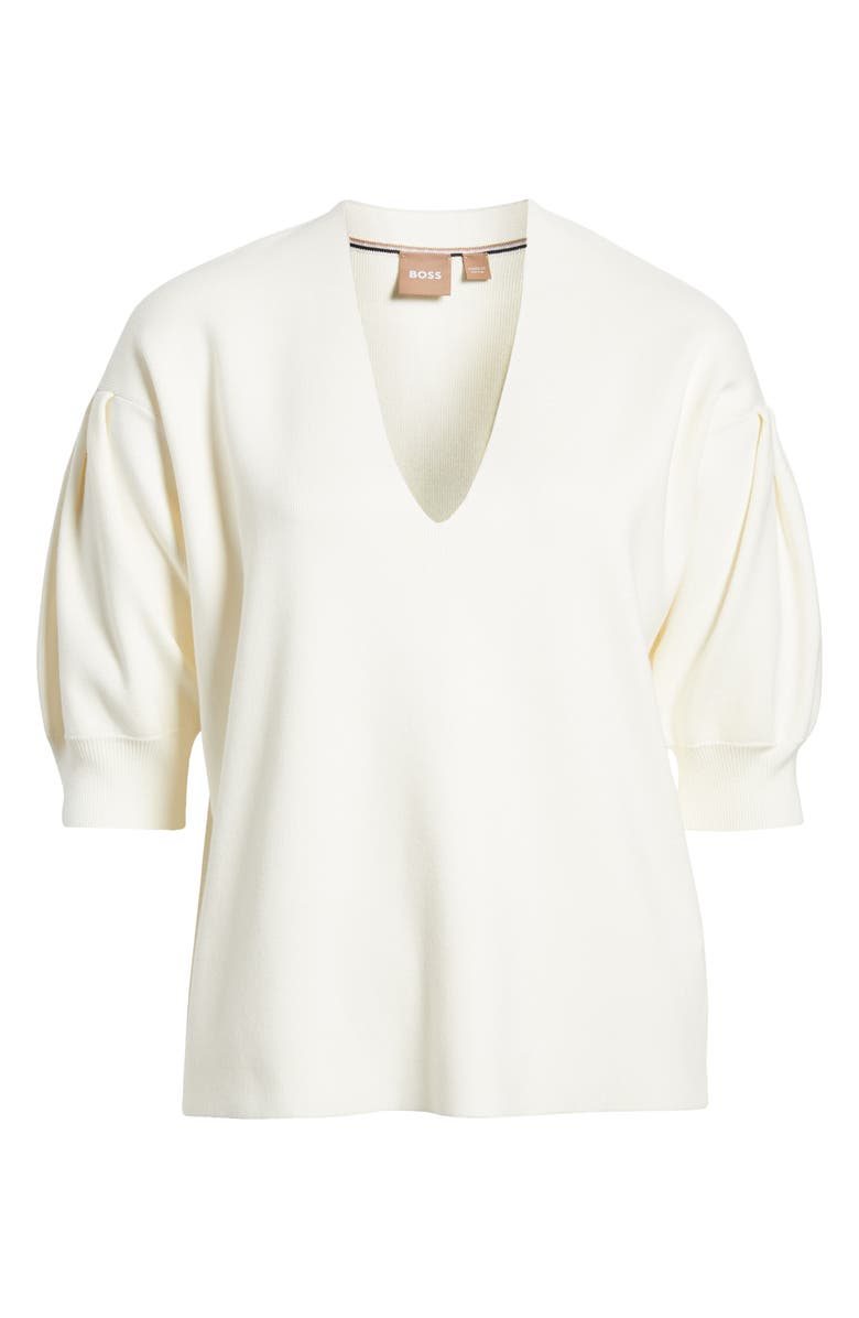 BOSS Flotinara Puff Sleeve V-Neck Sweater, Alternate, color, 