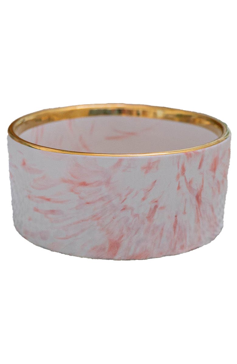 Dexypaws Marble Dog Bowl Blush Pink 
Gold Accent, Main, color, 