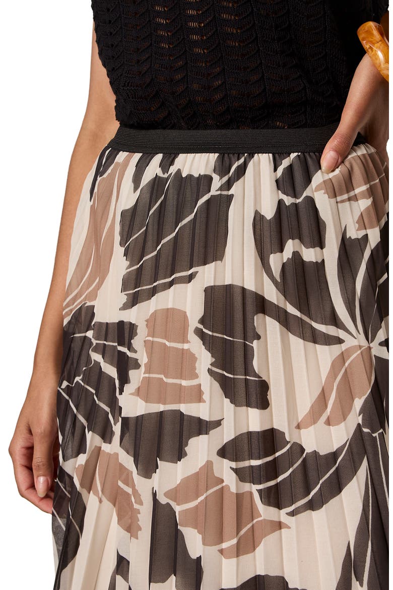 Nostalgia Pleated Midi Skirt, Alternate, color, LOTUS BLACK