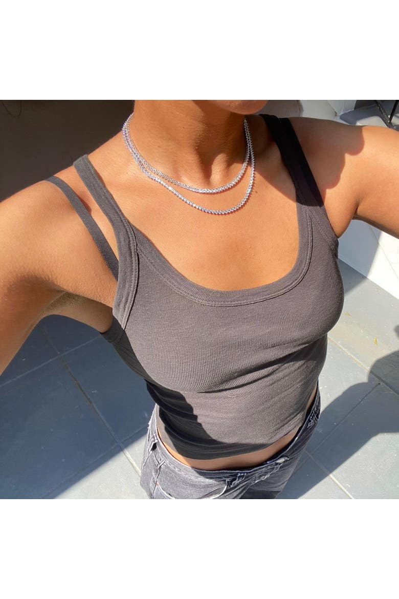 The Kate 3mm Tennis Necklace, Alternate, color, Silver