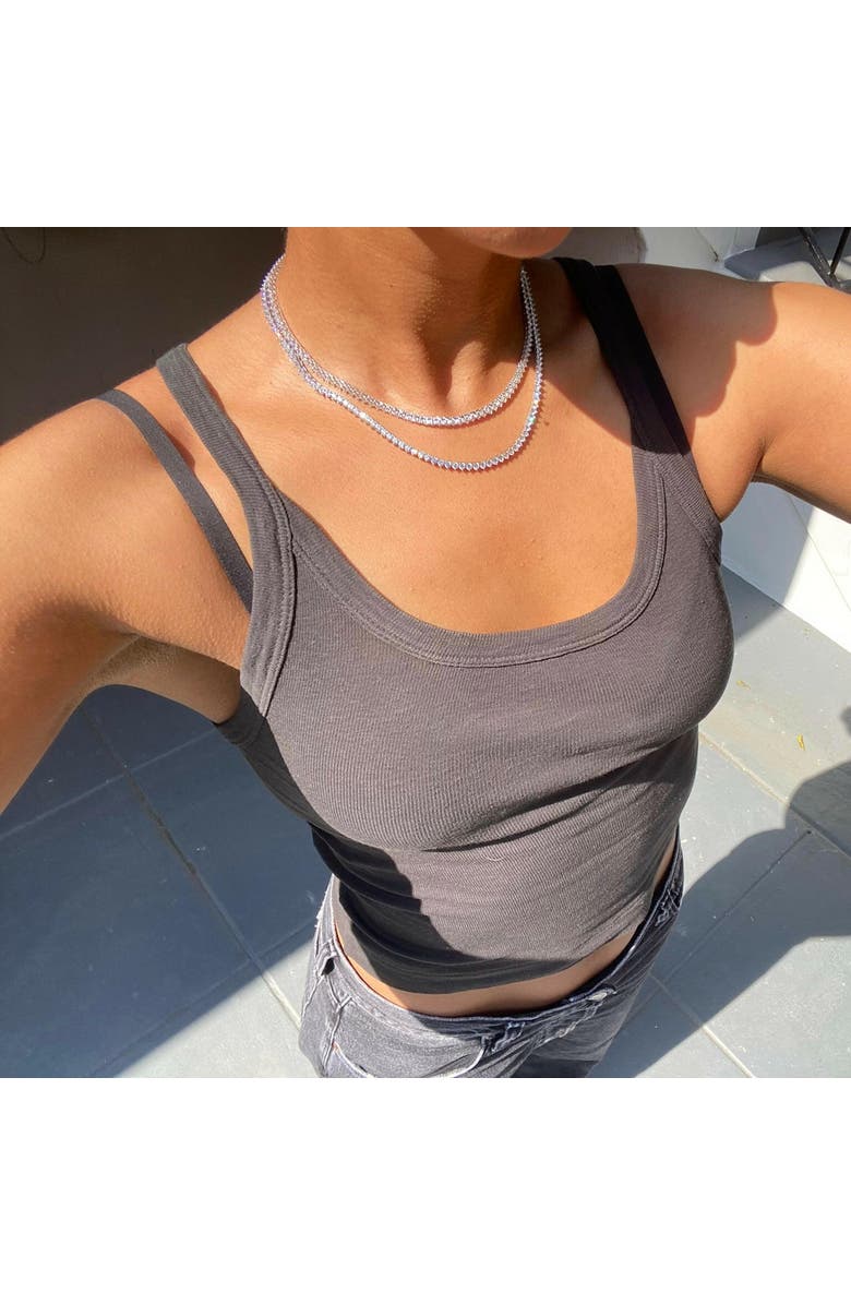 Leni James The Kate 3 Prong 3mm Tennis Necklace, Alternate, color, Silver