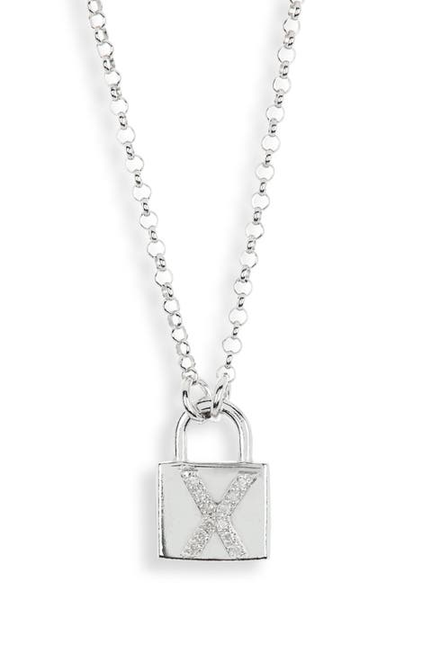 Diamond Padlock Initial Pendant Necklace - 0.12ct.
