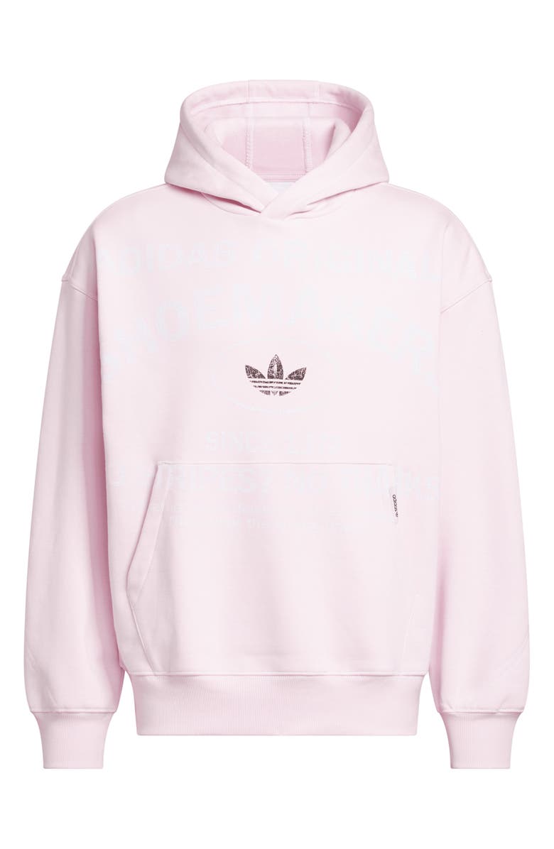 adidas Shoemaker Loose Fit Graphic Hoodie, Alternate, color, Clear Pink