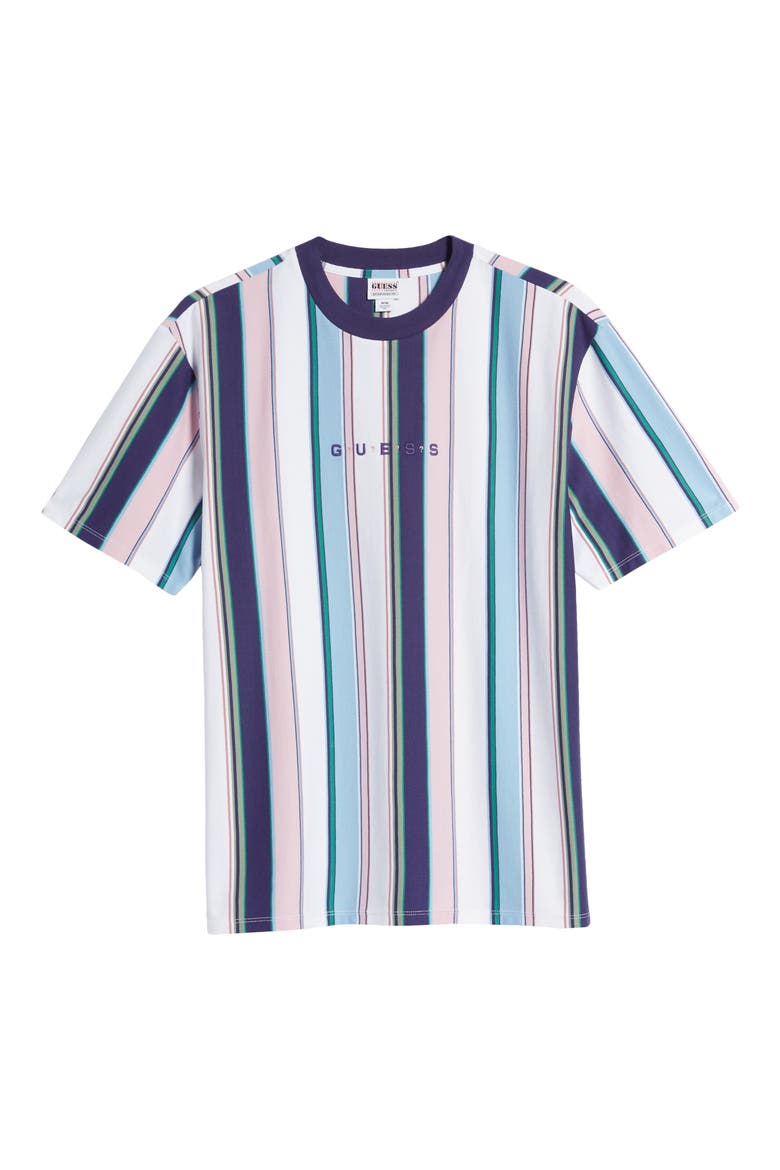 Men's Vertical Stripe Embroidered Logo T-Shirt, Alternate, color, SUNDOWN BLUE STRIPE