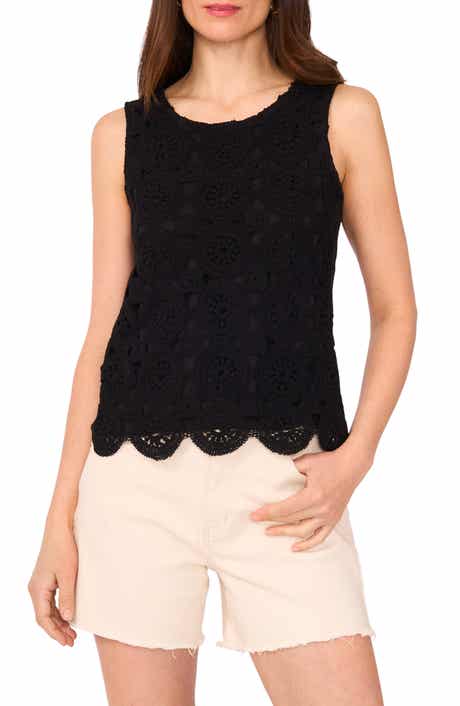 Vince Camuto Crochet Front Cotton Tank
